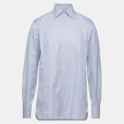 Pre-owned Tom Ford Grey Cotton Long Sleeve Shirt M (eu 39)