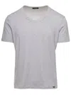 Tom Ford Man's Cotton V-neck T-shirt In Grey