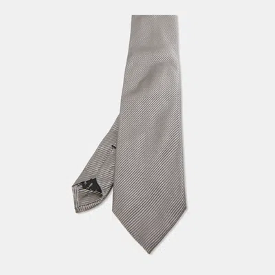 Pre-owned Tom Ford Grey Diagonal Striped Silk Tie