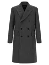 Tom Ford Mens Dark Grey Black Herringbone Double-breasted Wool Coat In Gray