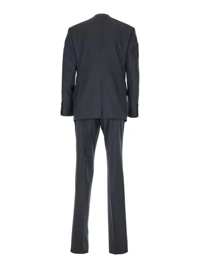 Tom Ford Grey Double-breasted Suit With Peak Revers
