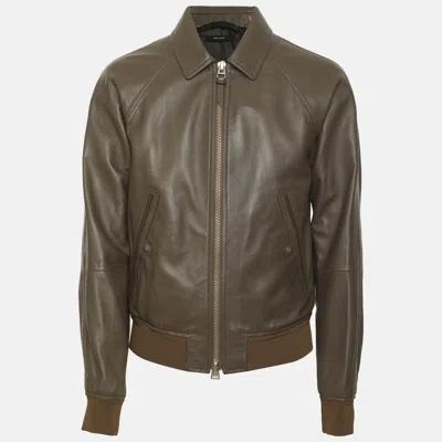 Pre-owned Tom Ford Grey Leather Jacket S