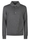 Tom Ford Grey Long-sleeved Polo Shirt With Classic Collar And Refined Trim In Gray