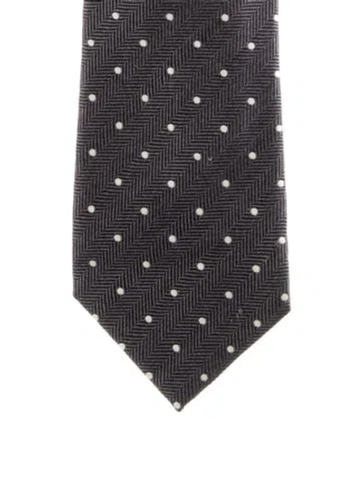 Pre-owned Tom Ford Grey Pattern Print Tie In Gray