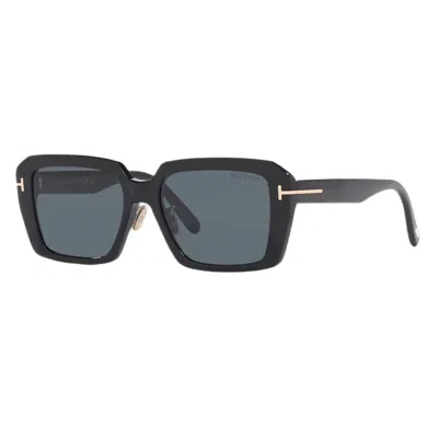 Tom Ford Grey Rectangular Sunglasses Ft1164-k 01a 54 In Black
