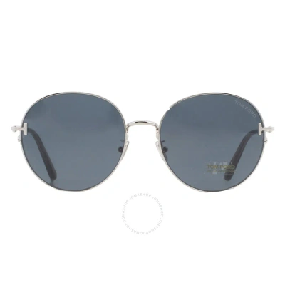 Tom Ford Grey Round Unisex Sunglasses Ft0966-k 16a 58