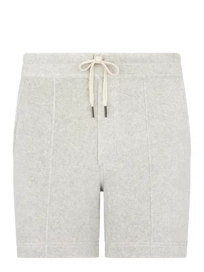 Tom Ford Grey Shorts With Elastic Waist And Drawstring In Cotton Blend Man In Light Grey