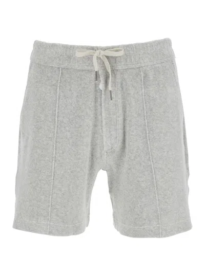 Tom Ford Grey Shorts With Elastic Waist And Drawstring In Cotton Blend Man