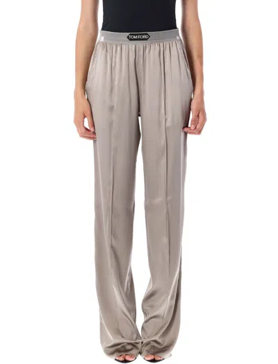 Tom Ford Silk Satin Pijama Pant In Gray