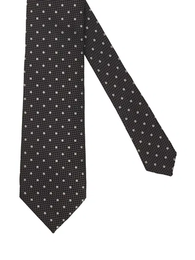 Tom Ford Grey Silk Ties In Black