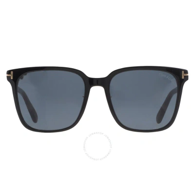 Tom Ford Grey Square Men's Sunglasses Ft0891-k 01a 55 In Black / Grey