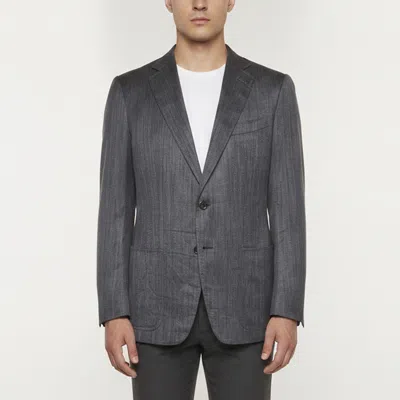 Pre-owned Tom Ford Grey Striped Wool Blend Single Breasted Blazer Xl