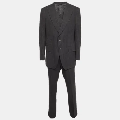 Pre-owned Tom Ford Grey Striped Wool Single Breasted Suit Xxxl In Gray
