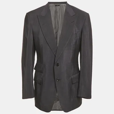 Pre-owned Tom Ford Grey Wool Blend Single Breasted Blazer Xxl In Gray