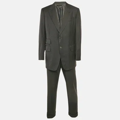 Pre-owned Tom Ford Grey Wool Tailored Pants Suit Xxl