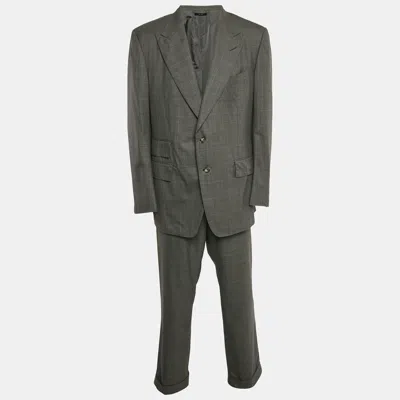 Pre-owned Tom Ford Grey Wool Tailored Pants Suit Xxxl In Gray