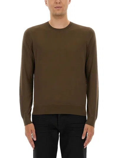 Tom Ford Grey Wool T-shirts In Brown