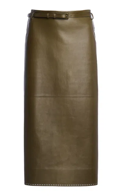 Tom Ford Guanteria Lambskin Belted Midi Skirt In Multi
