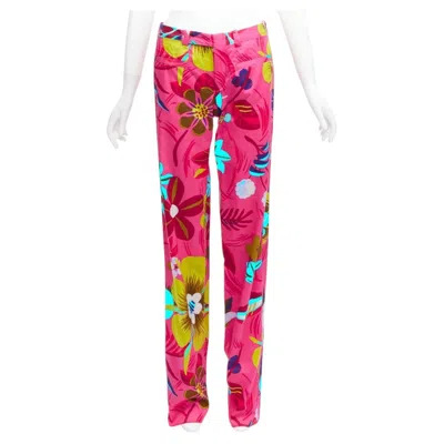 Pre-owned Tom Ford Gucci 1999  Vintage Pink Tropical Floral Straight Pants It40 S
