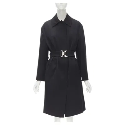 Pre-owned Tom Ford Gucci  1998 Vintage Black Wool Minimalist Oversized Belted Coat It38