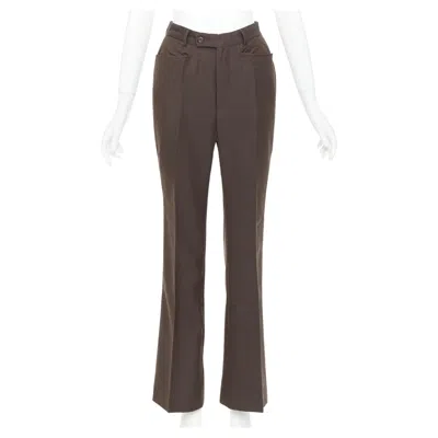 Pre-owned Tom Ford Gucci  Chocolate Brown Curved Pocket High Waist Flare Trousers It40 S