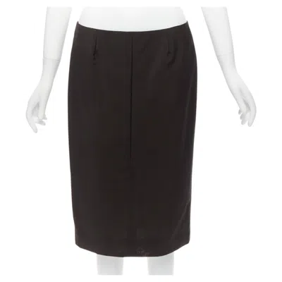 Pre-owned Tom Ford Gucci  Vintage Brown Wool Mohair Mid Waist Back Slit Pencil Skirt It40 S