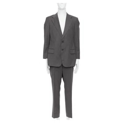 Pre-owned Tom Ford Gucci Vintage Grey Stripe Cropped Sleeve Blazer Suit It52 Xl In Gray