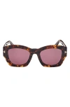 Tom Ford Guilliana 52mm Geometric Sunglasses In Shiny Dark Havana/bordeaux