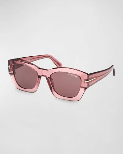 TOM FORD GUILLIANA ACETATE GEOMETRIC SUNGLASSES