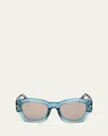 Tom Ford Guilliana Acetate Geometric Sunglasses In Shiny Transparent Aqua Roviex Mirror Lenses