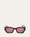 Tom Ford Guilliana Acetate Geometric Sunglasses In Shiny Vintage Dark Havana Gradient Bordeaux Lenses