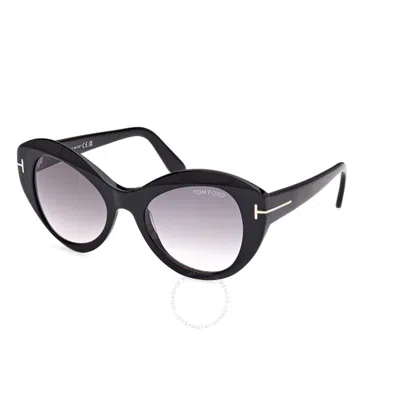 Tom Ford Guinevere Smoke Gradient Butterfly Ladies Sunglasses Ft1084 01b 52 In Black