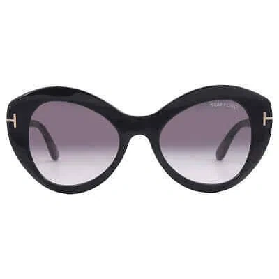Pre-owned Tom Ford Guinevere Smoke Gradient Butterfly Ladies Sunglasses Ft1084 01b 52 In Gray