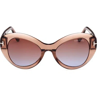 Tom Ford Guinivere 52mm Round Sunglasses In Brown