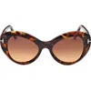 Tom Ford Guinivere 52mm Round Sunglasses In Black