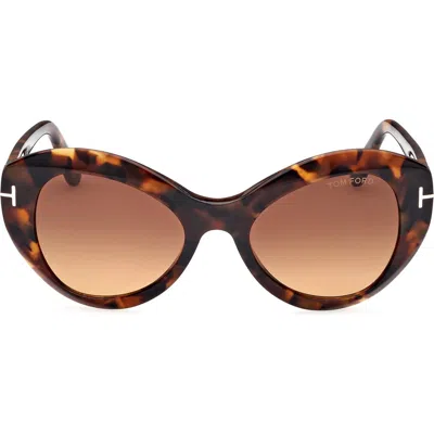 Tom Ford Guinivere 52mm Round Sunglasses In Black