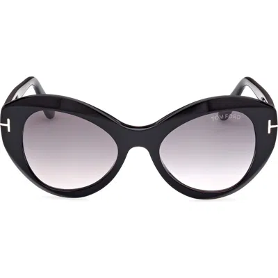 Tom Ford Guinivere 52mm Round Sunglasses In Black