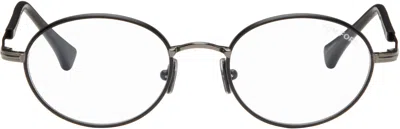 Tom Ford Gunmetal Round Blue Block Glasses In Neutral