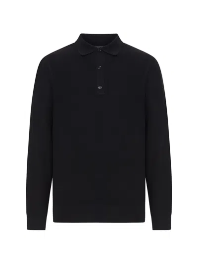 Tom Ford Cashmere And Silk-blend Polo Sweater In Black