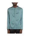 Tom Ford Half-button Silk Shirt In Blue