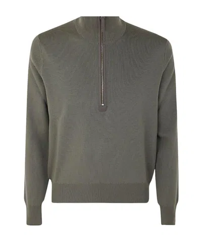 Tom Ford Half-zip Knitted Jumper In Black