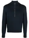 Tom Ford Wool And Cashmere-blend Half-zip Sweater In Blue