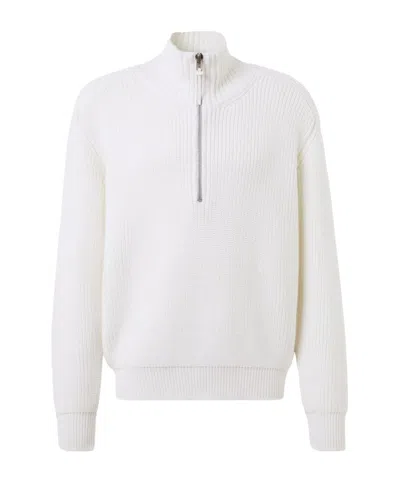 Tom Ford Merino Half Zip Sweater In White