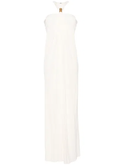 Tom Ford Gathered Sweetheart Strapless Jersey Evening Dress In Neutral