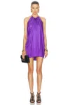 Tom Ford Gathered Halterneck Jersey Minidress In Bright Purple