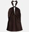 Tom Ford Cutout Satin-crepe Halterneck Top In Brown