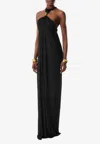 Tom Ford Halterneck Draped Maxi Dress In Black