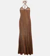 Tom Ford Viscose Jersey Knit Flared Long Dress In Metallic
