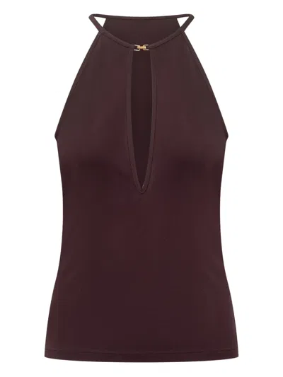 Tom Ford Halterneck Jersey Top In Burgundy