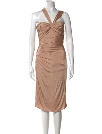 Pre-owned Tom Ford Halterneck Knee-length Dress In Neutral